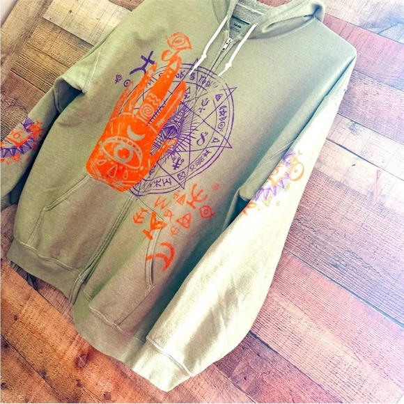 NWT Urban Outfitters Eyes Open Oversize Zip-Up Hoodie Sweatshirt - Picture 4 of 9